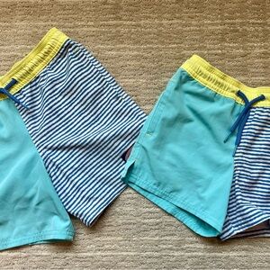 Vineyard Vines Boys Aqua & Yellow Striped Swim Shorts (2 pair)